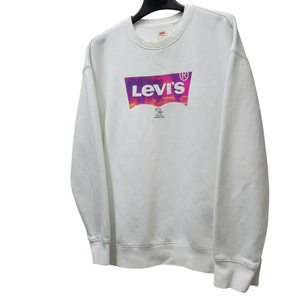 Levi’s Men's T3 Relaxed Graphic Crew Neck Long Sleeve Beige Sweatshirt Large